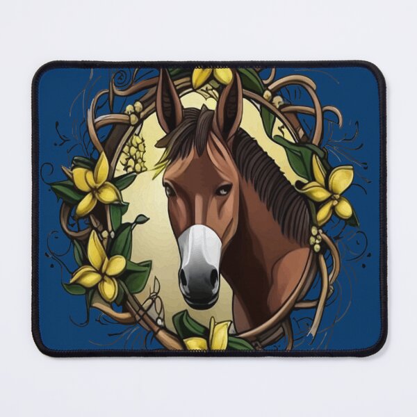 Item preview, Mule Surrounded By A Wreath Of Yellow jessamine Tattoo Style Art designed and sold by taiche.