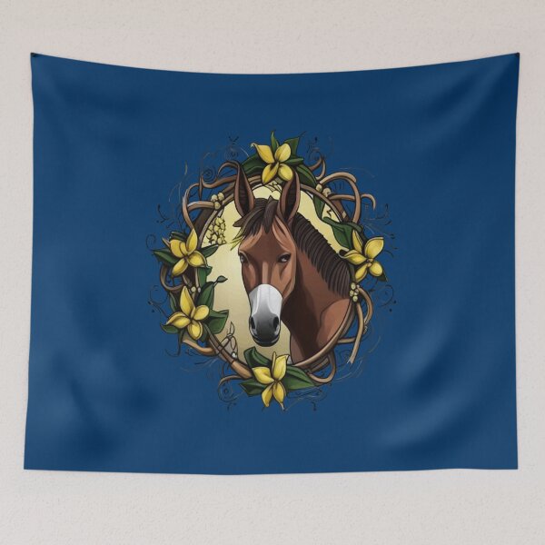 Item preview, Mule Surrounded By A Wreath Of Yellow jessamine Tattoo Style Art designed and sold by taiche.