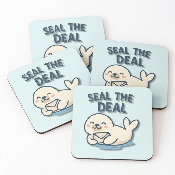 Item preview, Seal The Deal Cartoon – Cute Happy Seal Holding Envelope Illustration designed and sold by konthai.familyart.