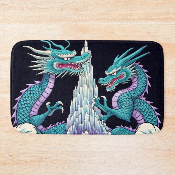 Item preview, Moonlit Crystal Tower Dragons – Retro Japanese Design designed and sold by Vandy Fullam.