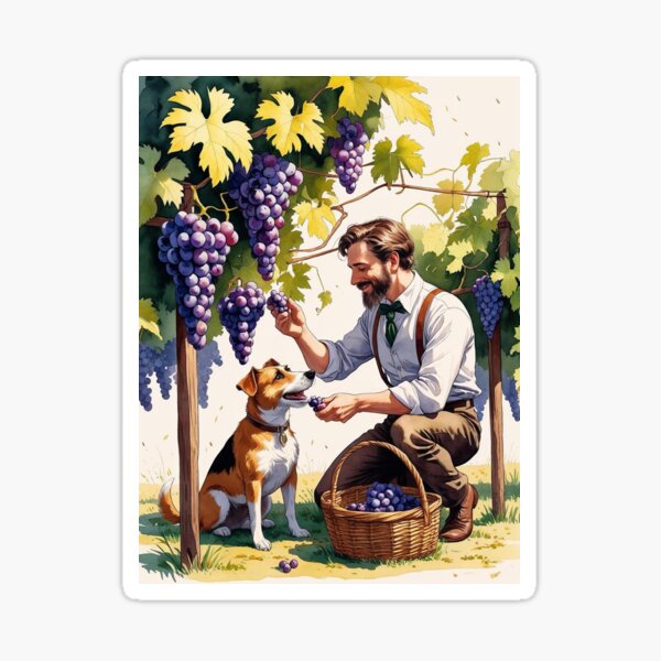 Item preview, Victorian Vineyard – Gentleman and Terrier in Watercolour designed and sold by Deezyned.