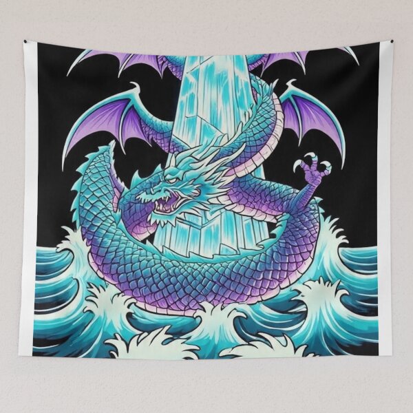 Aperçu de l'œuvre Dragon ukiyo-e avec cristal brillant – Estampe japonaise vintage créée et vendue par Vandy Fullam.