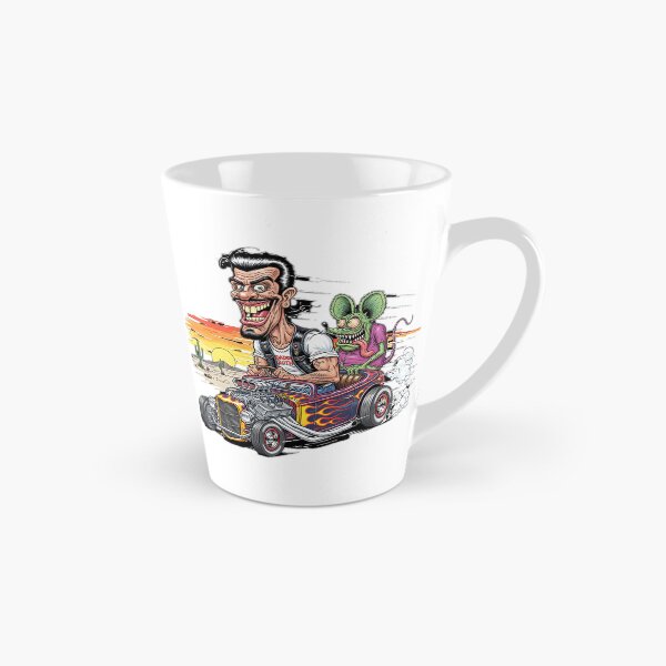 Item preview, hot rod Ford with flames and Rat Fink and a caricature of its creator designed and sold by hotrodspirit.