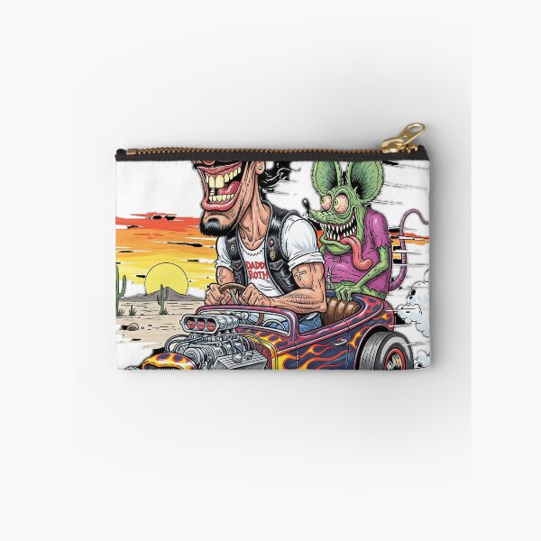 Item preview, hot rod Ford with flames and Rat Fink and a caricature of its creator designed and sold by hotrodspirit.