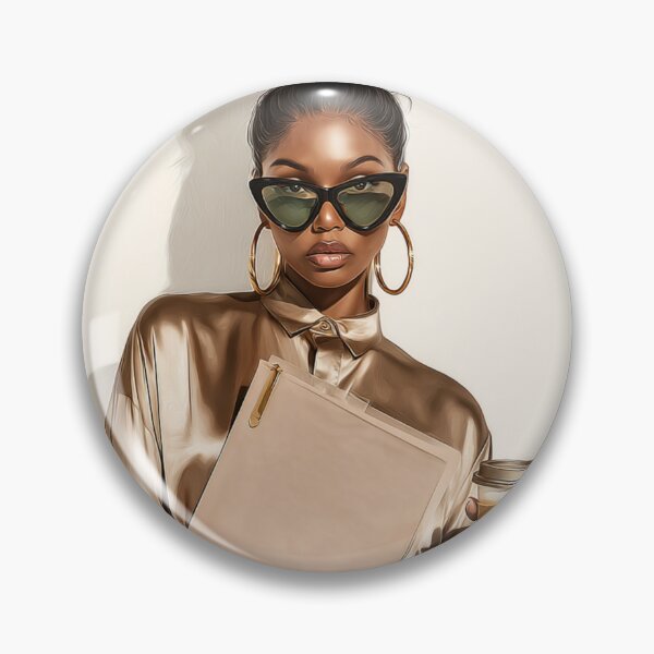 Item preview, Boss Mode – Chic Black Woman with Coffee and Confidence designed and sold by okluvyoubye.
