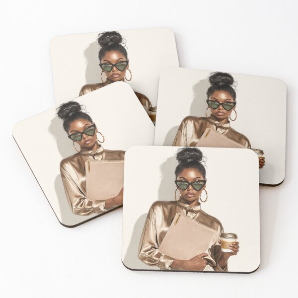 Item preview, Boss Mode – Chic Black Woman with Coffee and Confidence designed and sold by okluvyoubye.