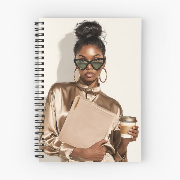 Item preview, Boss Mode – Chic Black Woman with Coffee and Confidence designed and sold by okluvyoubye.