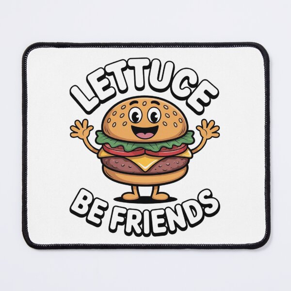 Item preview, Lettuce Be Friends – Smiling Hamburger with Open Arms & Wordplay designed and sold by teevoxx.