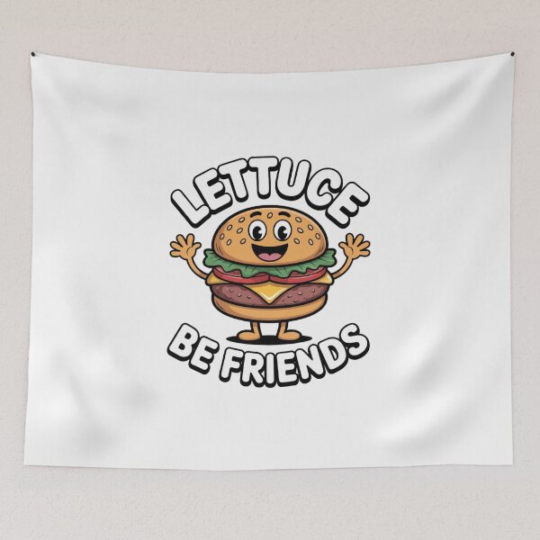 Item preview, Lettuce Be Friends – Smiling Hamburger with Open Arms & Wordplay designed and sold by teevoxx.