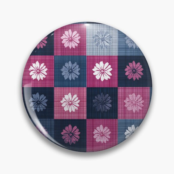 Item preview, Patchwork Floral Check (Navy × Pink × White) designed and sold by casualnature.