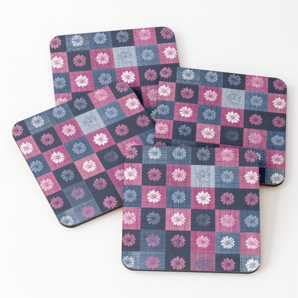 Item preview, Patchwork Floral Check (Navy × Pink × White) designed and sold by casualnature.