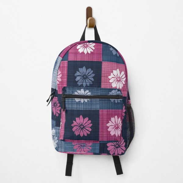 Item preview, Patchwork Floral Check (Navy × Pink × White) designed and sold by casualnature.