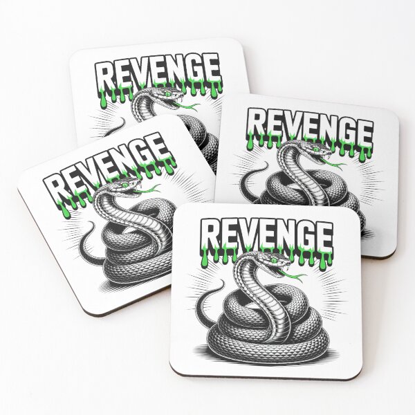 Item preview, Revenge – Coiled Snake with Fangs & Toxic Typography designed and sold by teevoxx.