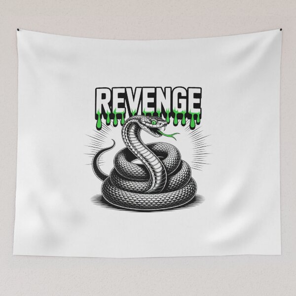 Item preview, Revenge – Coiled Snake with Fangs & Toxic Typography designed and sold by teevoxx.