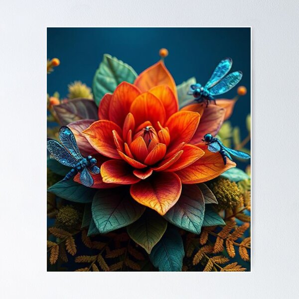 Item preview, Surreal Botanical Dream – Mystical Floral with Dragonflies designed and sold by Bohospiritart.
