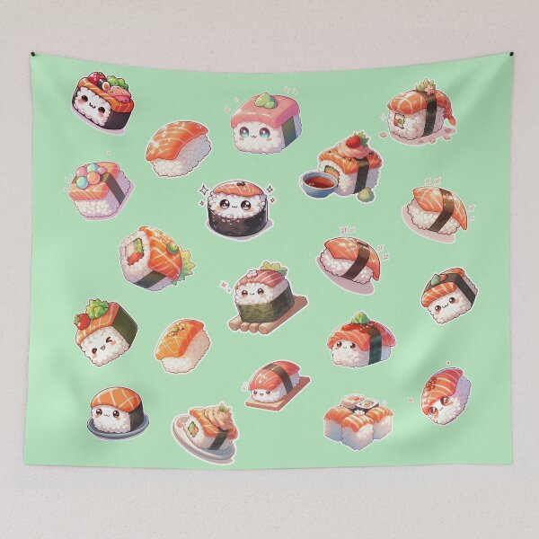 Item preview, Kawaii Sushi Manga Anime – Cute Chibi Japanese Food designed and sold by Sugar Wisdom .
