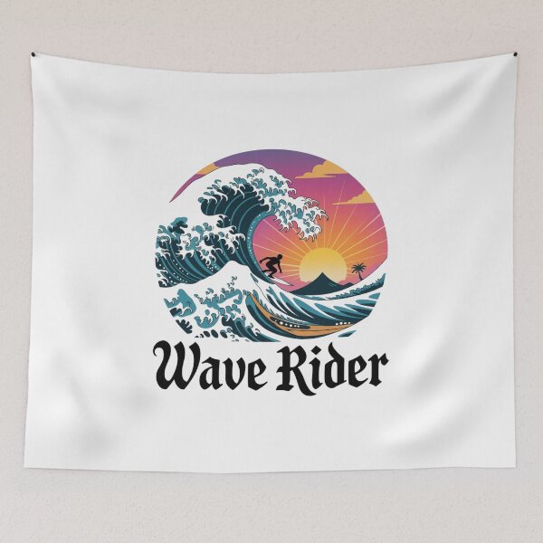Item preview, Wave Rider – Sunset Surfing Scene with Mountain & Palm Tree designed and sold by teevoxx.