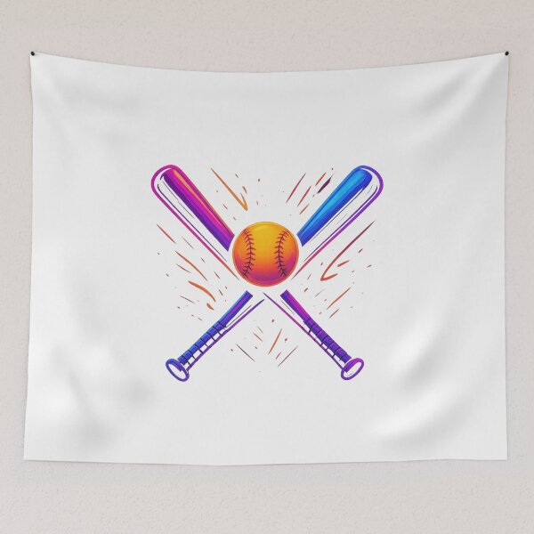 Item preview, "Minimalist Baseball Design | Crossed Bats & Ball Retro Style" designed and sold by PrintTechDz.
