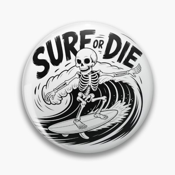 Item preview, Surf or Die – Skeleton Surfer on Stylized Wave with Bold Motto designed and sold by teevoxx.