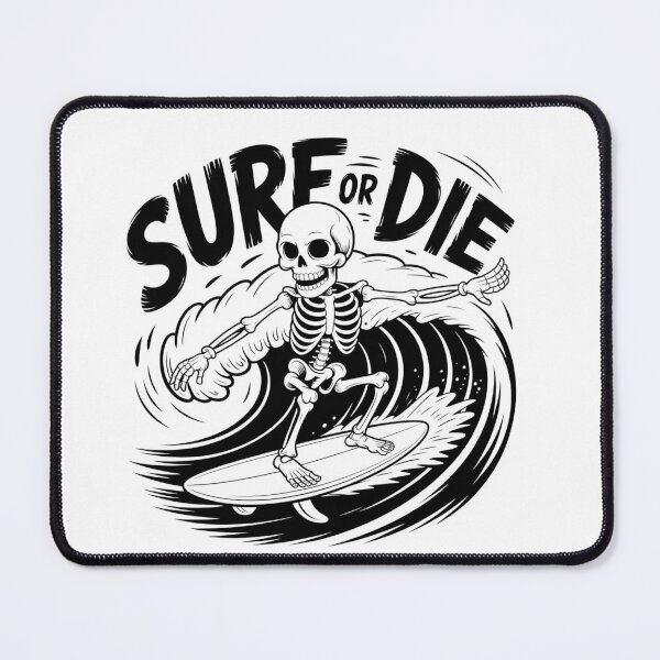 Item preview, Surf or Die – Skeleton Surfer on Stylized Wave with Bold Motto designed and sold by teevoxx.