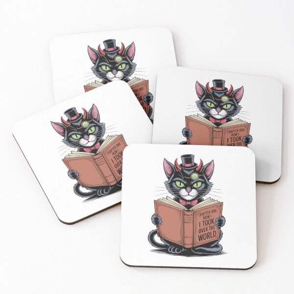 Item preview, Evil Genius Cat Reading World Domination Book designed and sold by MonkiFlipp.
