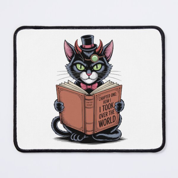 Item preview, Evil Genius Cat Reading World Domination Book designed and sold by MonkiFlipp.