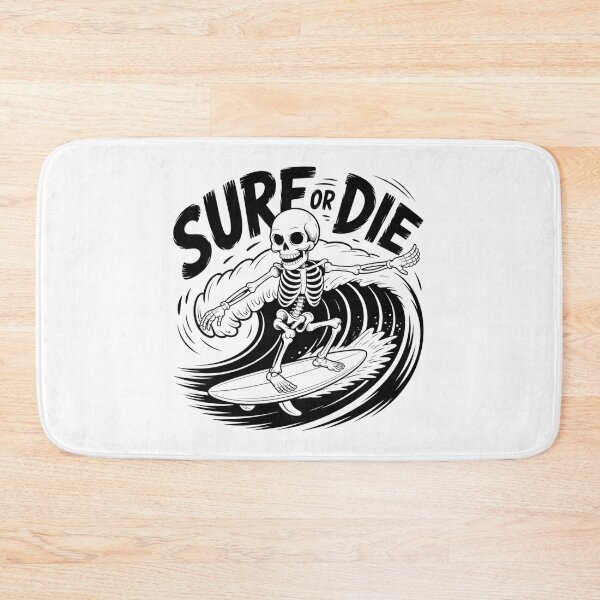 Item preview, Surf or Die – Skeleton Surfer on Stylized Wave with Bold Motto designed and sold by teevoxx.
