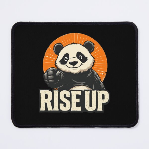 Item preview, Rise Up – Determined Panda with Sunrise Burst & Bold Message designed and sold by teevoxx.
