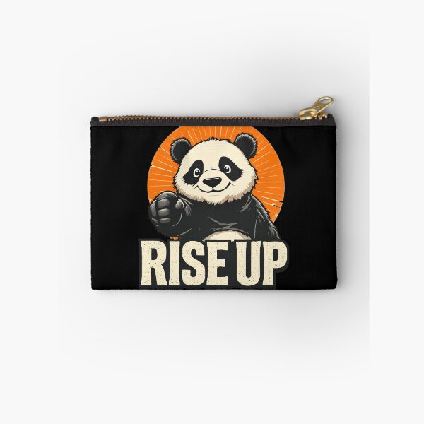 Item preview, Rise Up – Determined Panda with Sunrise Burst & Bold Message designed and sold by teevoxx.
