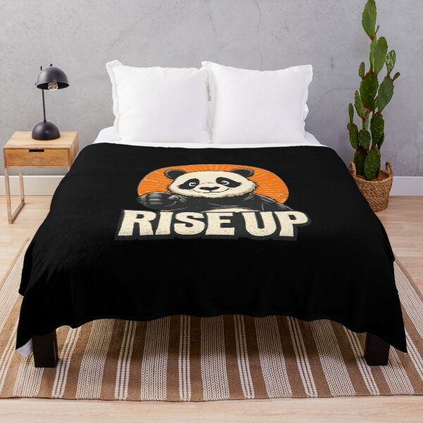 Item preview, Rise Up – Determined Panda with Sunrise Burst & Bold Message designed and sold by teevoxx.