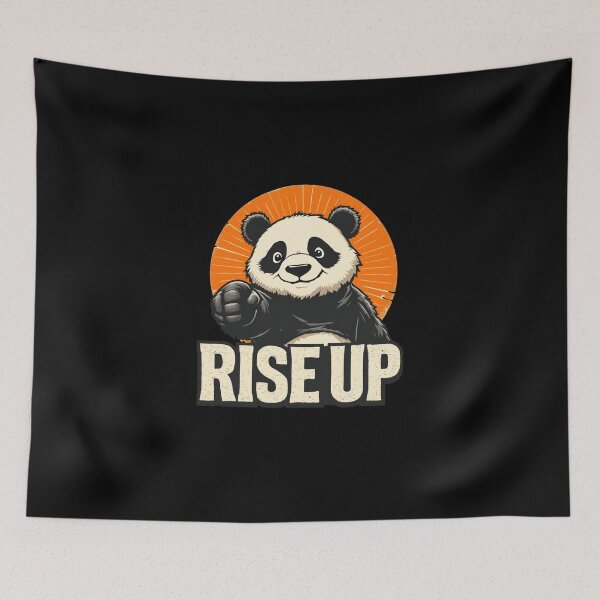 Item preview, Rise Up – Determined Panda with Sunrise Burst & Bold Message designed and sold by teevoxx.