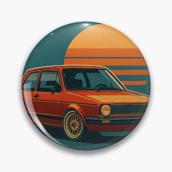 Item preview, Retro Golf Mk1-Inspired Stanced Hatchback with Classic Mesh Wheels – Badge-Free Artwork designed and sold by fjurcev.