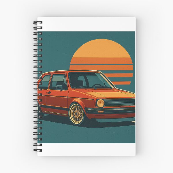 Item preview, Retro Golf Mk1-Inspired Stanced Hatchback with Classic Mesh Wheels – Badge-Free Artwork designed and sold by fjurcev.