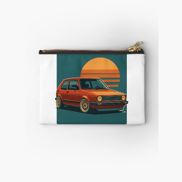 Item preview, Retro Golf Mk1-Inspired Stanced Hatchback with Classic Mesh Wheels – Badge-Free Artwork designed and sold by fjurcev.