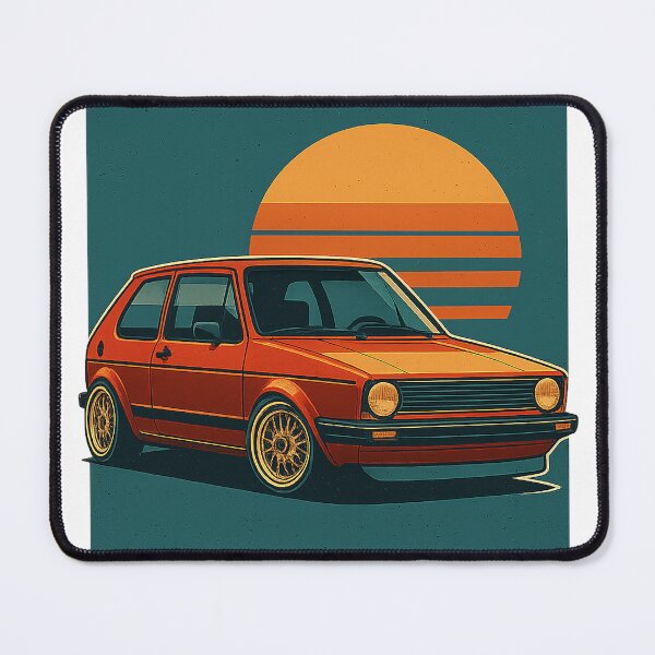 Item preview, Retro Golf Mk1-Inspired Stanced Hatchback with Classic Mesh Wheels – Badge-Free Artwork designed and sold by fjurcev.