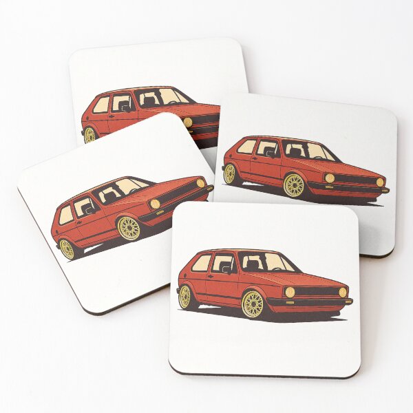 Item preview, Retro Golf Mk1-Inspired Stanced Hatchback with Classic Mesh Wheels – Badge-Free Artwork designed and sold by fjurcev.