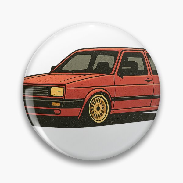 Item preview, Retro Golf Mk2-Inspired Stanced Hatchback with Classic Mesh Wheels – Badge-Free Artwork designed and sold by fjurcev.