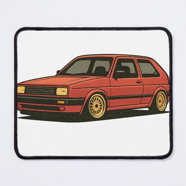 Item preview, Retro Golf Mk2-Inspired Stanced Hatchback with Classic Mesh Wheels – Badge-Free Artwork designed and sold by fjurcev.