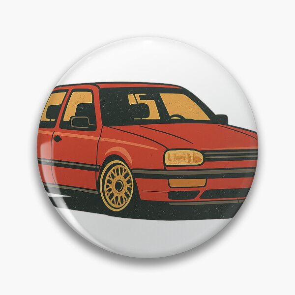 Item preview, Retro Golf Mk3-Inspired Stanced Hatchback with Classic Mesh Wheels – Badge-Free Artwork designed and sold by fjurcev.