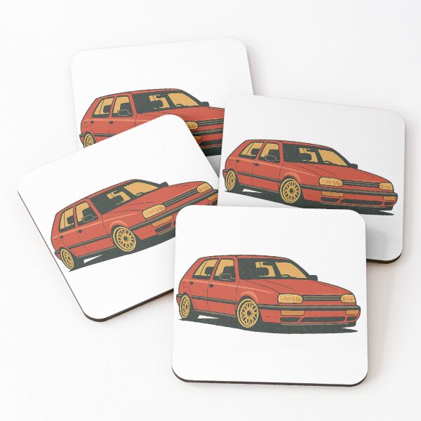 Item preview, Retro Golf Mk3-Inspired Stanced Hatchback with Classic Mesh Wheels – Badge-Free Artwork designed and sold by fjurcev.