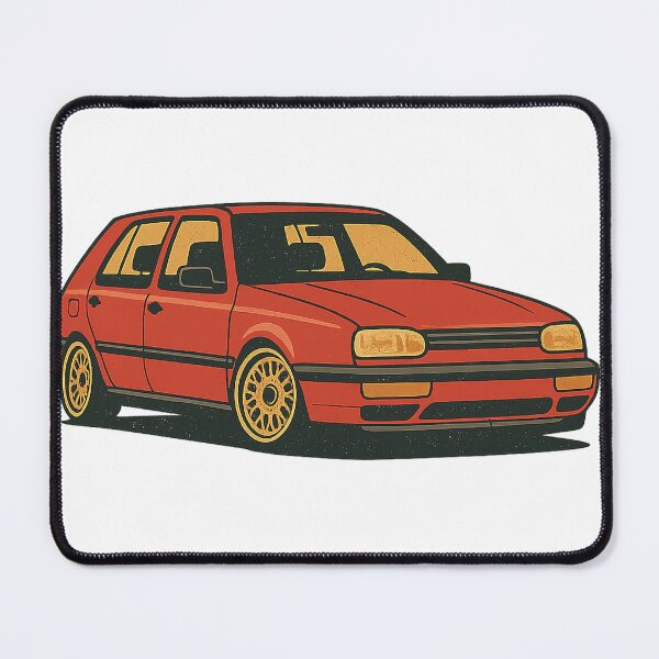 Item preview, Retro Golf Mk3-Inspired Stanced Hatchback with Classic Mesh Wheels – Badge-Free Artwork designed and sold by fjurcev.
