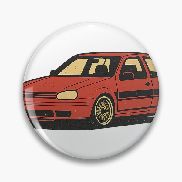 Item preview, Retro Golf Mk4 GTI-Inspired Stanced Hatchback with Classic Mesh Wheels – Badge-Free Artwork designed and sold by fjurcev.