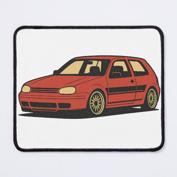 Item preview, Retro Golf Mk4 GTI-Inspired Stanced Hatchback with Classic Mesh Wheels – Badge-Free Artwork designed and sold by fjurcev.
