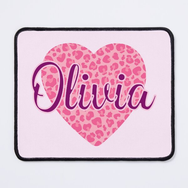 Artikelvorschau, Olivia Name Leopard Rosa Herz entworfen und verkauft von Jeallan Designs.