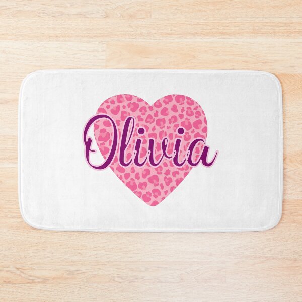 Artikelvorschau, Olivia Name Leopard Rosa Herz entworfen und verkauft von Jeallan Designs.