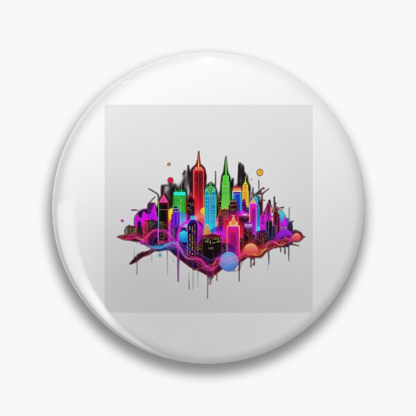 Item preview, Vibrant Cityscape in Neon Colors designed and sold by sharon1210.
