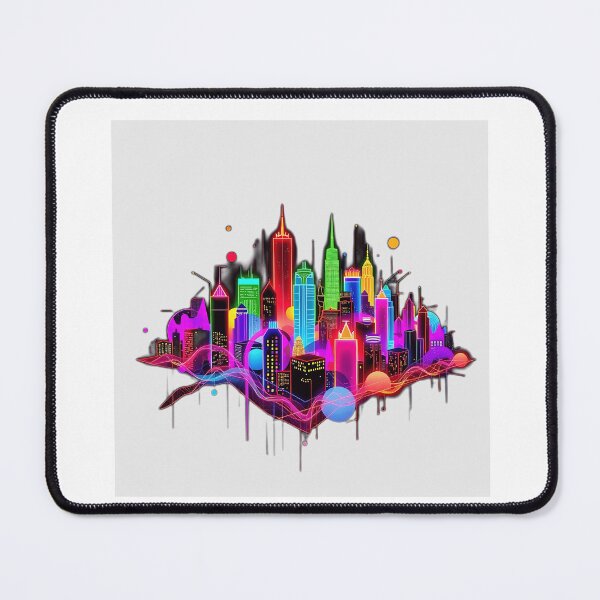 Item preview, Vibrant Cityscape in Neon Colors designed and sold by sharon1210.