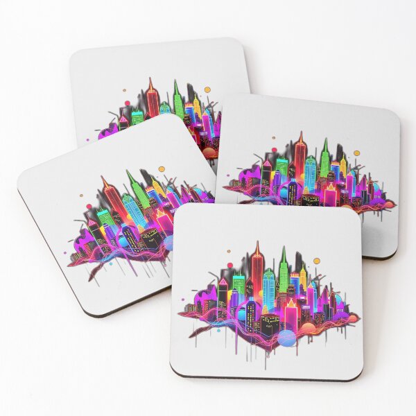 Item preview, Vibrant Cityscape in Neon Colors designed and sold by sharon1210.