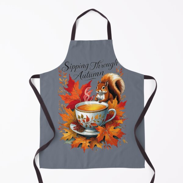 Item preview, Peaceful Fall Tea Time — Squirrel with Hot Beverage & Leaves designed and sold by Mintiko2.