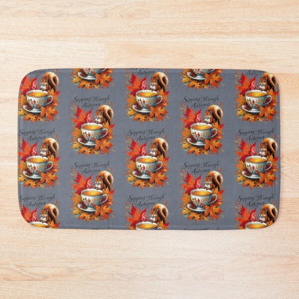Item preview, Peaceful Fall Tea Time — Squirrel with Hot Beverage & Leaves designed and sold by Mintiko2.